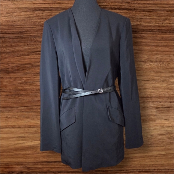 Micheal Kors Black Women's Blazer with Belt Size 8 - Picture 1 of 11